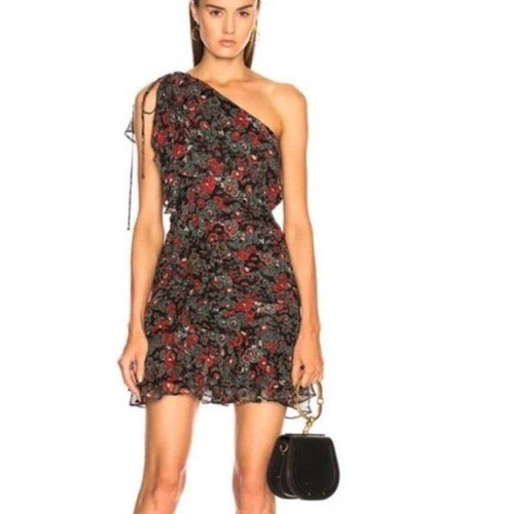 Veronica Beard Silk Ballard Ruched Floral One Shoulder Mini Dress 4